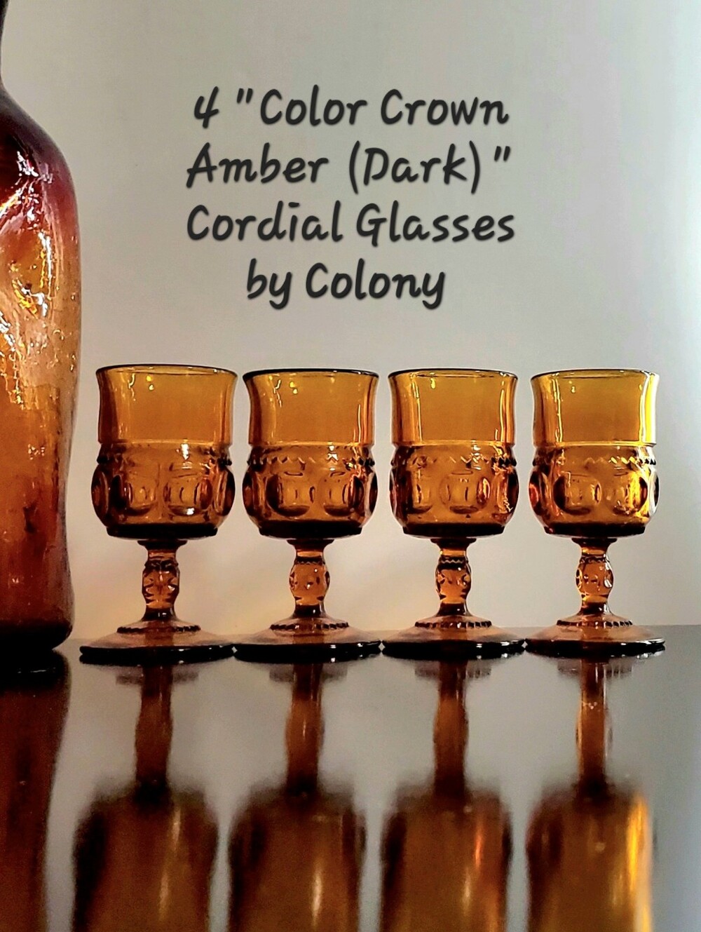 Indiana Glass Amber Cordial Glasses - Set of 4